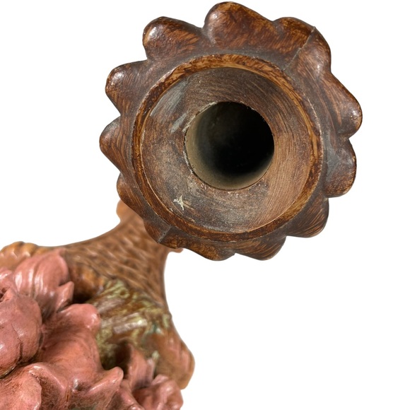 Vintage MCM Wall Hanging Candle Holder Cottagecore 1960s Fruit Floral Syroco Set - Picture 10 of 16